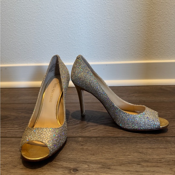 Enzo Angiolini Glittering Gold Silver Heels - Picture 5 of 16